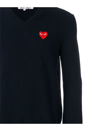 V-neck sweater with logo hearth Comme des Garcons Play | AXN0022